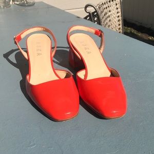 Aska Gabby Slingback Heel in Red Patent Leather